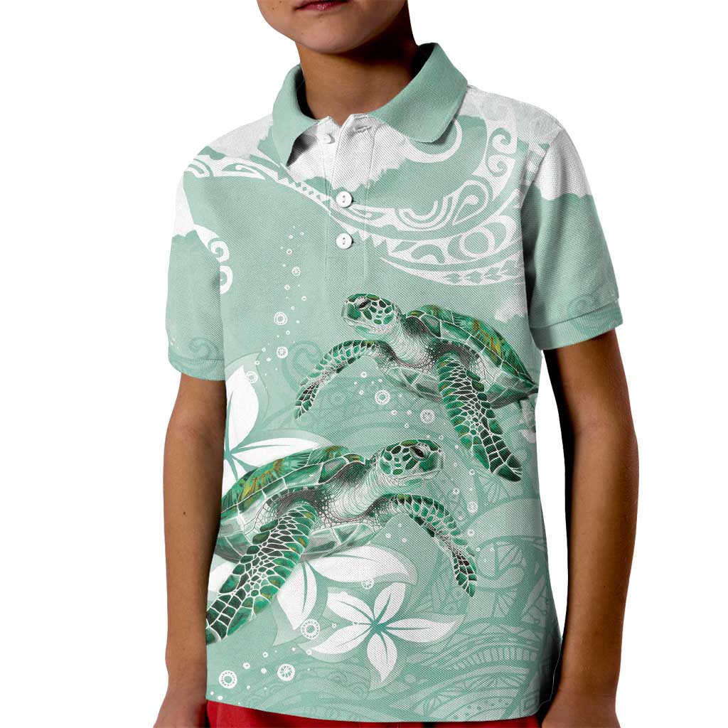 Happy Valentine's Day Polynesia Kid Polo Shirt SeaTurtle Couple Polynesian - Green Lester Color LT14 Kid Green - Polynesian Pride