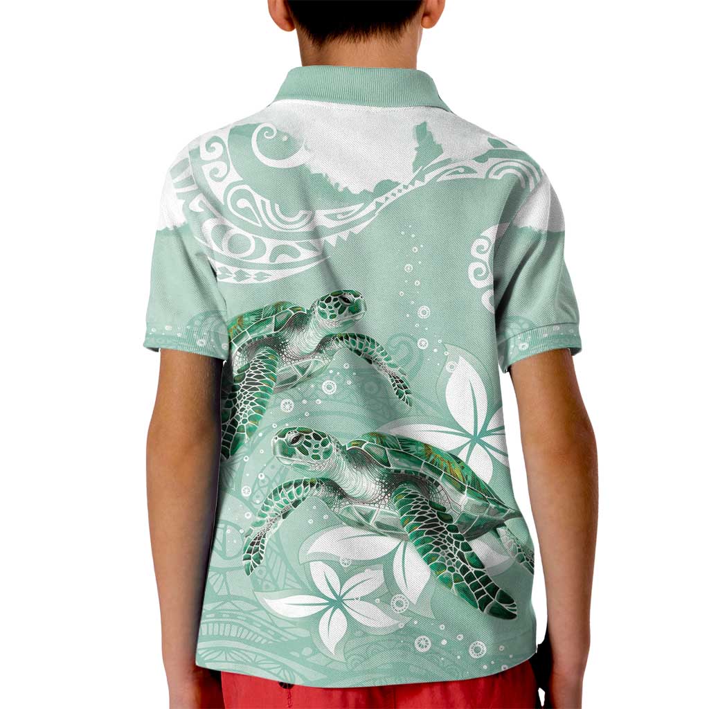 Happy Valentine's Day Polynesia Kid Polo Shirt SeaTurtle Couple Polynesian - Green Lester Color LT14 - Polynesian Pride