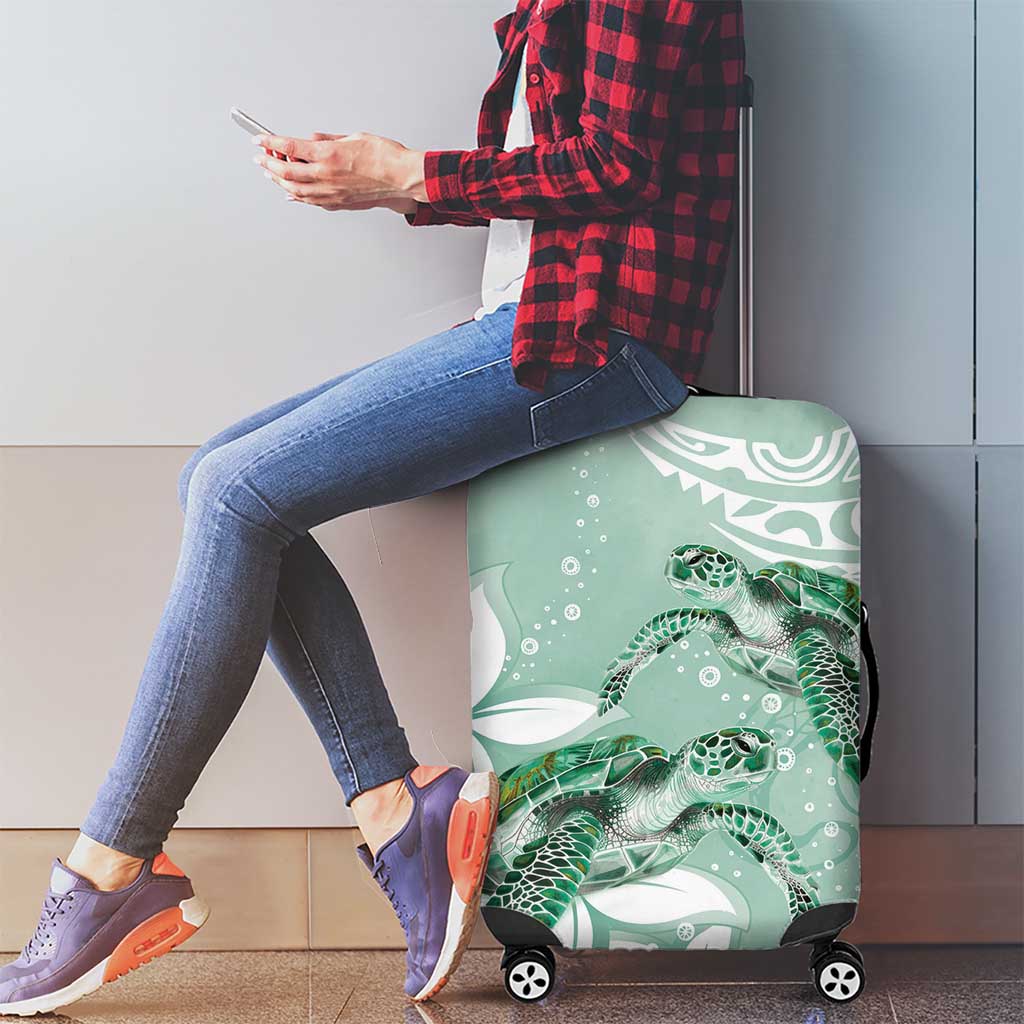 Happy Valentine's Day Polynesia Luggage Cover SeaTurtle Couple Polynesian - Green Lester Color LT14 - Polynesian Pride