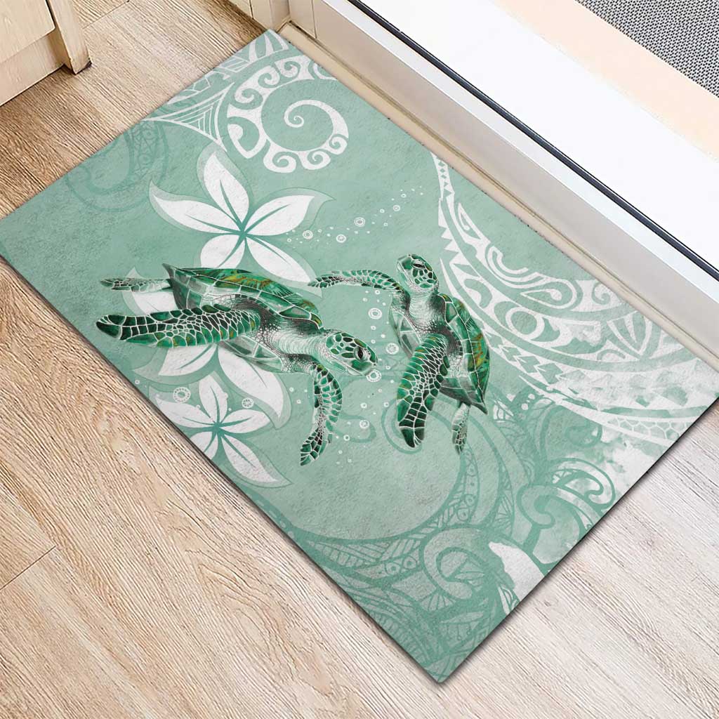 Happy Valentine's Day Polynesia Rubber Doormat SeaTurtle Couple Polynesian - Green Lester Color LT14 - Polynesian Pride