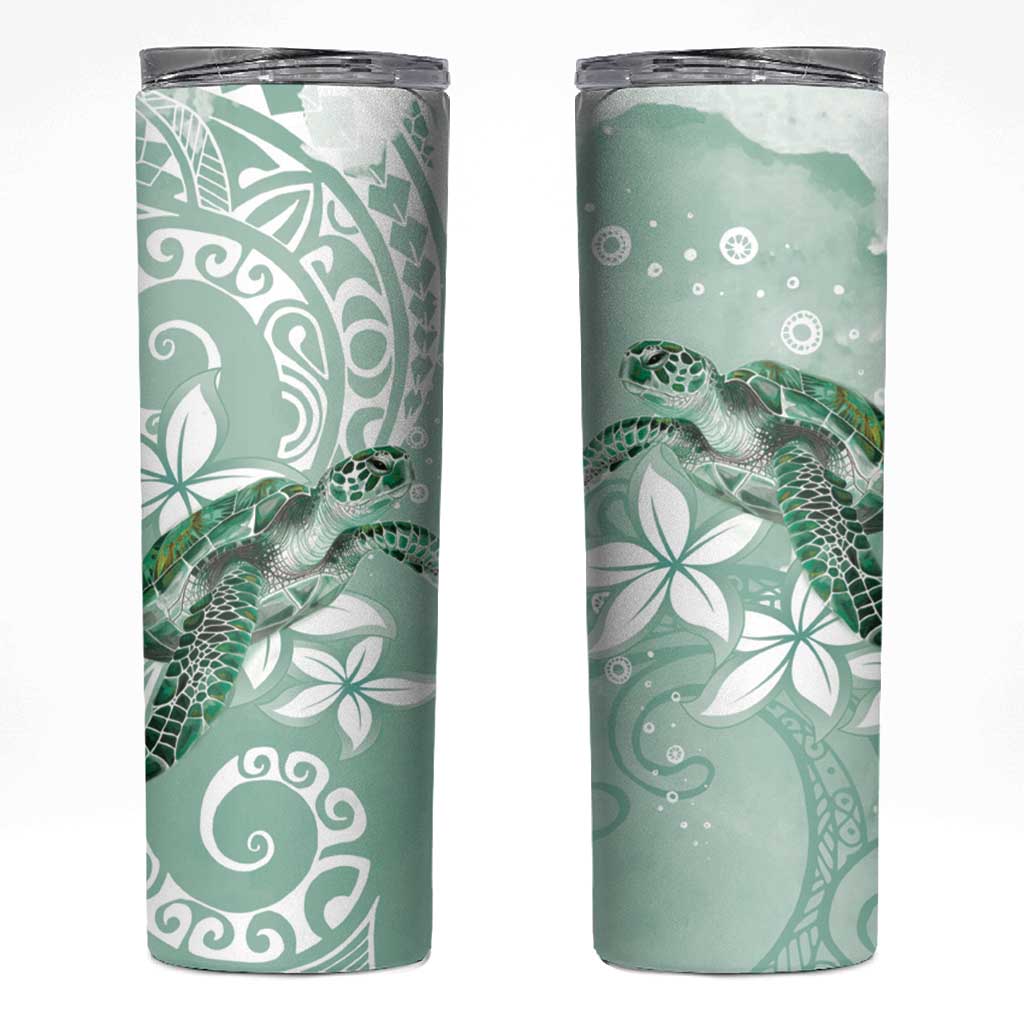 Happy Valentine's Day Polynesia Skinny Tumbler SeaTurtle Couple Polynesian - Green Lester Color LT14 Green - Polynesian Pride