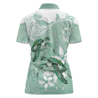 Happy Valentine's Day Polynesia Women Polo Shirt SeaTurtle Couple Polynesian - Green Lester Color LT14 - Polynesian Pride