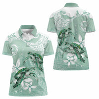 Happy Valentine's Day Polynesia Women Polo Shirt SeaTurtle Couple Polynesian - Green Lester Color LT14 - Polynesian Pride