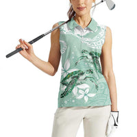 Happy Valentine's Day Polynesia Women Sleeveless Polo Shirt SeaTurtle Couple Polynesian - Green Lester Color LT14 - Polynesian Pride