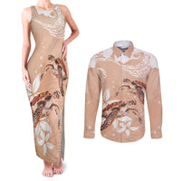 Happy Valentine's Day Polynesia Couples Matching Tank Maxi Dress and Long Sleeve Button Shirt SeaTurtle Couple Polynesian - Desert Sand Color LT14 Desert Sand - Polynesian Pride