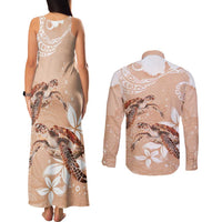Happy Valentine's Day Polynesia Couples Matching Tank Maxi Dress and Long Sleeve Button Shirt SeaTurtle Couple Polynesian - Desert Sand Color LT14 - Polynesian Pride