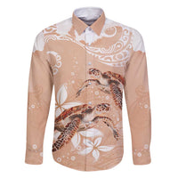 Happy Valentine's Day Polynesia Family Matching Long Sleeve Bodycon Dress and Hawaiian Shirt SeaTurtle Couple Polynesian - Desert Sand Color LT14 Dad's Shirt - Long Sleeve Desert Sand - Polynesian Pride