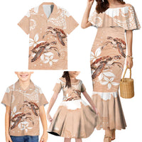 Happy Valentine's Day Polynesia Family Matching Mermaid Dress and Hawaiian Shirt SeaTurtle Couple Polynesian - Desert Sand Color LT14 - Polynesian Pride
