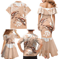 Happy Valentine's Day Polynesia Family Matching Mermaid Dress and Hawaiian Shirt SeaTurtle Couple Polynesian - Desert Sand Color LT14 - Polynesian Pride