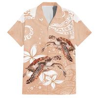 Happy Valentine's Day Polynesia Family Matching Off The Shoulder Long Sleeve Dress and Hawaiian Shirt SeaTurtle Couple Polynesian - Desert Sand Color LT14 Dad's Shirt - Short Sleeve Desert Sand - Polynesian Pride