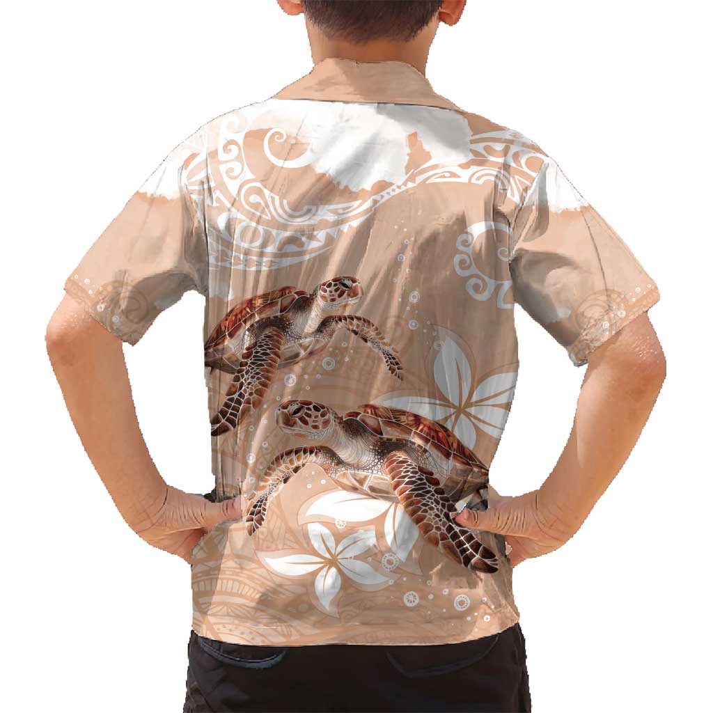 Happy Valentine's Day Polynesia Family Matching Off Shoulder Short Dress and Hawaiian Shirt SeaTurtle Couple Polynesian - Desert Sand Color LT14 - Polynesian Pride