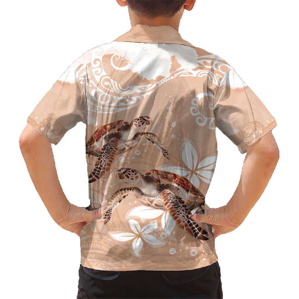 Happy Valentine's Day Polynesia Family Matching Short Sleeve Bodycon Dress and Hawaiian Shirt SeaTurtle Couple Polynesian - Desert Sand Color LT14 - Polynesian Pride