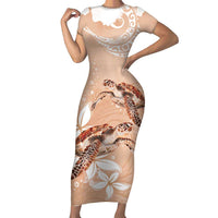 Happy Valentine's Day Polynesia Family Matching Short Sleeve Bodycon Dress and Hawaiian Shirt SeaTurtle Couple Polynesian - Desert Sand Color LT14 Mom's Dress Desert Sand - Polynesian Pride