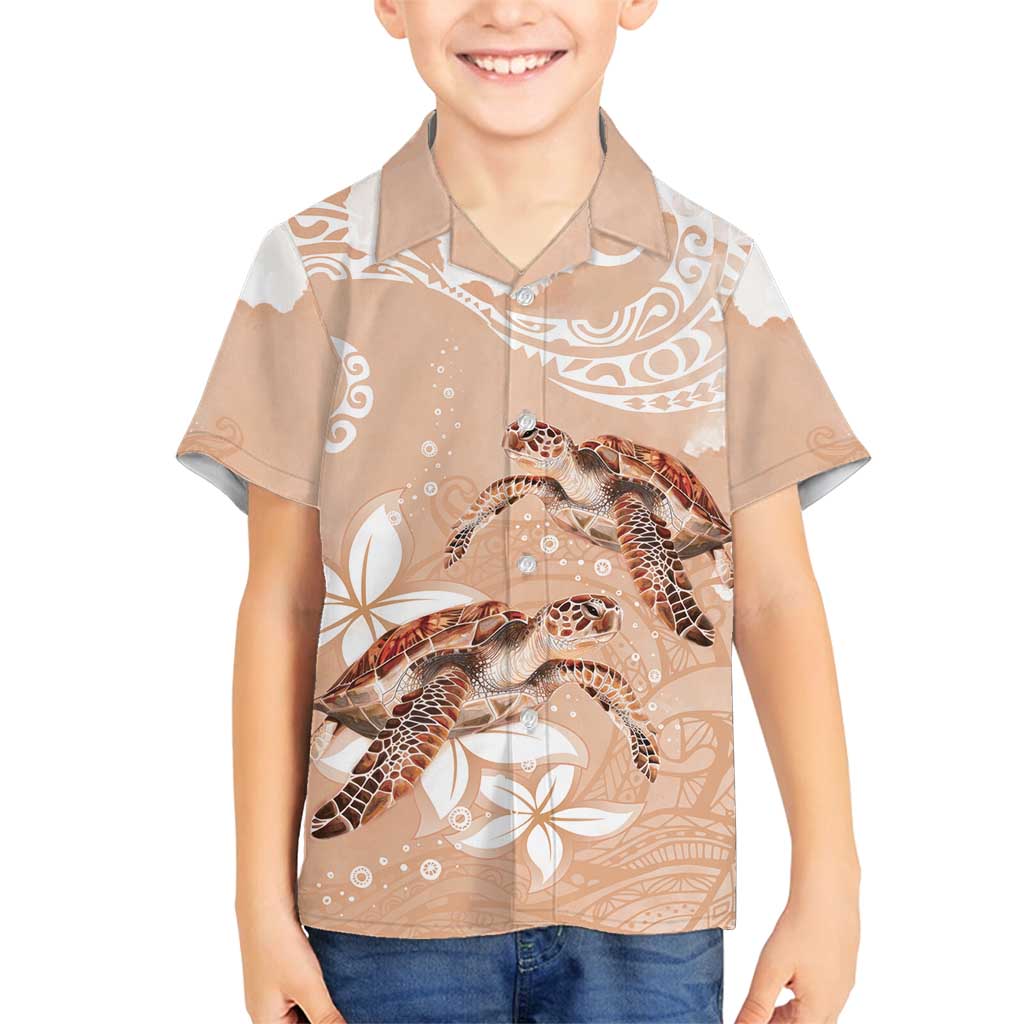 Happy Valentine's Day Polynesia Family Matching Summer Maxi Dress and Hawaiian Shirt SeaTurtle Couple Polynesian - Desert Sand Color LT14 Son's Shirt Desert Sand - Polynesian Pride