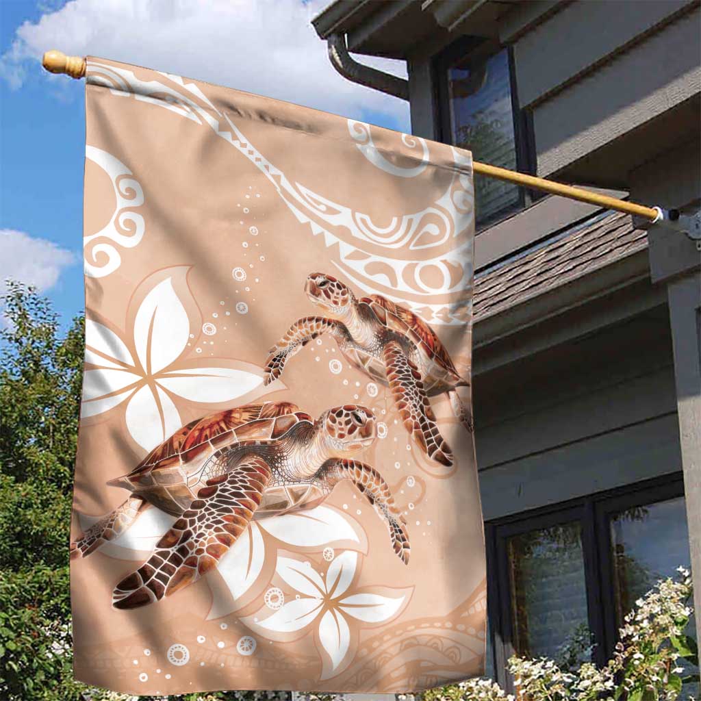 Happy Valentine's Day Polynesia Garden Flag SeaTurtle Couple Polynesian - Desert Sand Color LT14 - Polynesian Pride