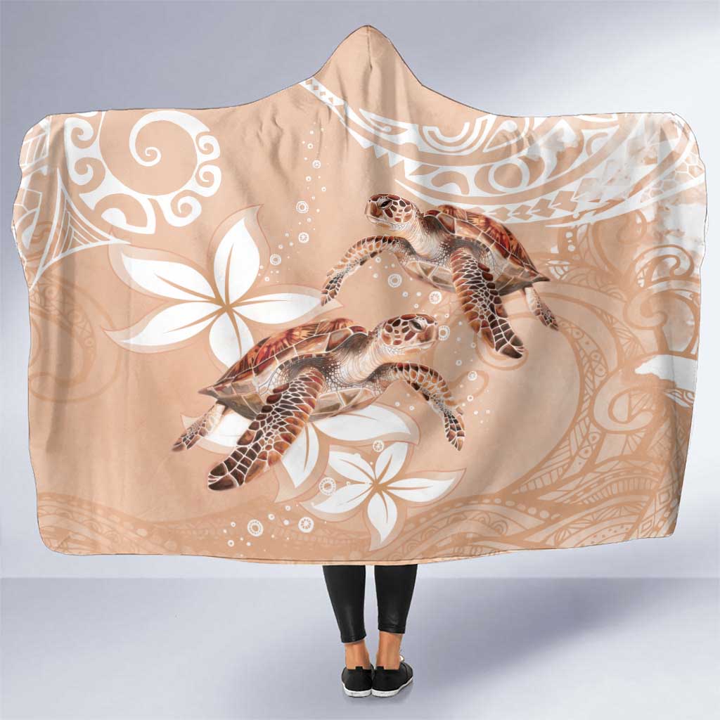 Happy Valentine's Day Polynesia Hooded Blanket SeaTurtle Couple Polynesian - Desert Sand Color LT14 One Size Desert Sand - Polynesian Pride