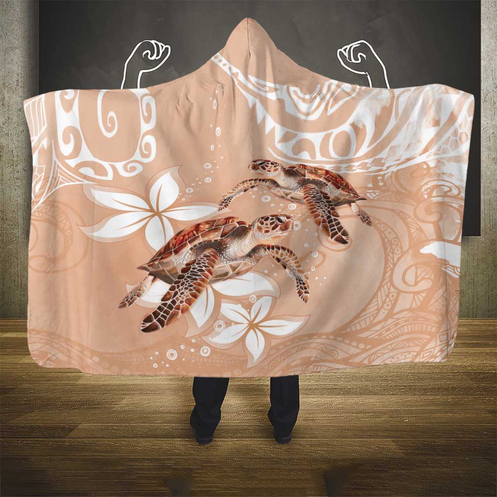 Happy Valentine's Day Polynesia Hooded Blanket SeaTurtle Couple Polynesian - Desert Sand Color LT14 - Polynesian Pride