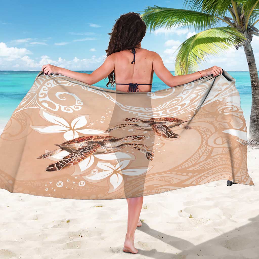 Happy Valentine's Day Polynesia Sarong SeaTurtle Couple Polynesian - Desert Sand Color