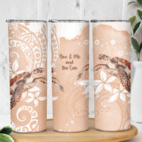 Happy Valentine's Day Polynesia Skinny Tumbler SeaTurtle Couple Polynesian - Desert Sand Color LT14 - Polynesian Pride