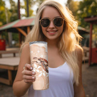 Happy Valentine's Day Polynesia Skinny Tumbler SeaTurtle Couple Polynesian - Desert Sand Color LT14 - Polynesian Pride