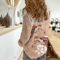 Happy Valentine's Day Polynesia Women Casual Shirt SeaTurtle Couple Polynesian - Desert Sand Color LT14 - Polynesian Pride