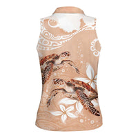 Happy Valentine's Day Polynesia Women Sleeveless Polo Shirt SeaTurtle Couple Polynesian - Desert Sand Color LT14 - Polynesian Pride