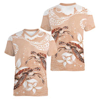 Happy Valentine's Day Polynesia Women V-Neck T-Shirt SeaTurtle Couple Polynesian - Desert Sand Color LT14 - Polynesian Pride