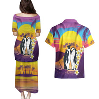 Hawaii Penguin Couple Couples Matching Puletasi and Hawaiian Shirt You Are My Valentine - Tropical Sunset Vibes LT14 - Polynesian Pride