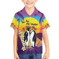 Hawaii Penguin Couple Family Matching Long Sleeve Bodycon Dress and Hawaiian Shirt You Are My Valentine - Tropical Sunset Vibes LT14 Son's Shirt Purple - Polynesian Pride