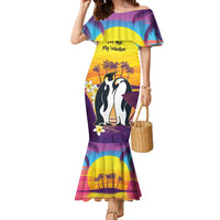 Hawaii Penguin Couple Family Matching Mermaid Dress and Hawaiian Shirt You Are My Valentine - Tropical Sunset Vibes LT14 Mom's Dress Purple - Polynesian Pride