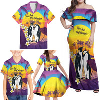 Hawaii Penguin Couple Family Matching Off Shoulder Maxi Dress and Hawaiian Shirt You Are My Valentine - Tropical Sunset Vibes LT14 - Polynesian Pride