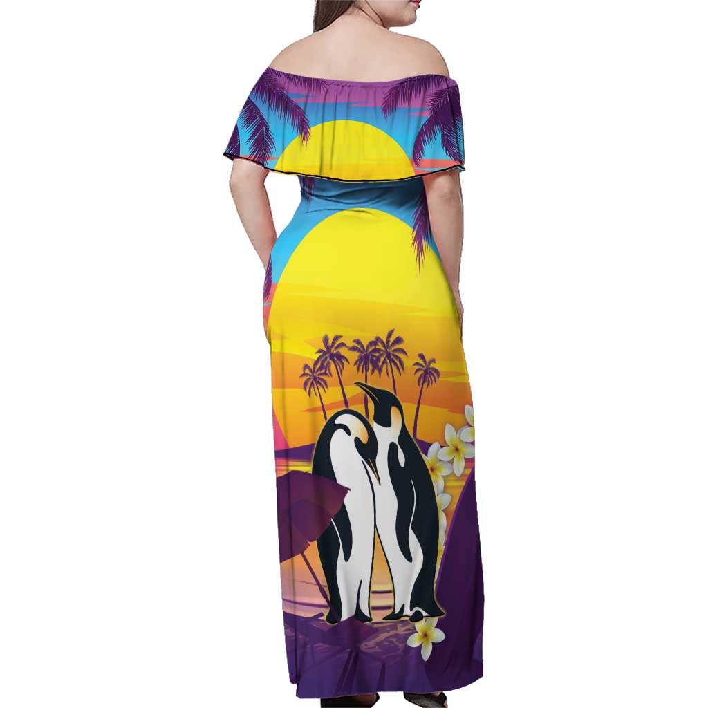Hawaii Penguin Couple Family Matching Off Shoulder Maxi Dress and Hawaiian Shirt You Are My Valentine - Tropical Sunset Vibes LT14 - Polynesian Pride