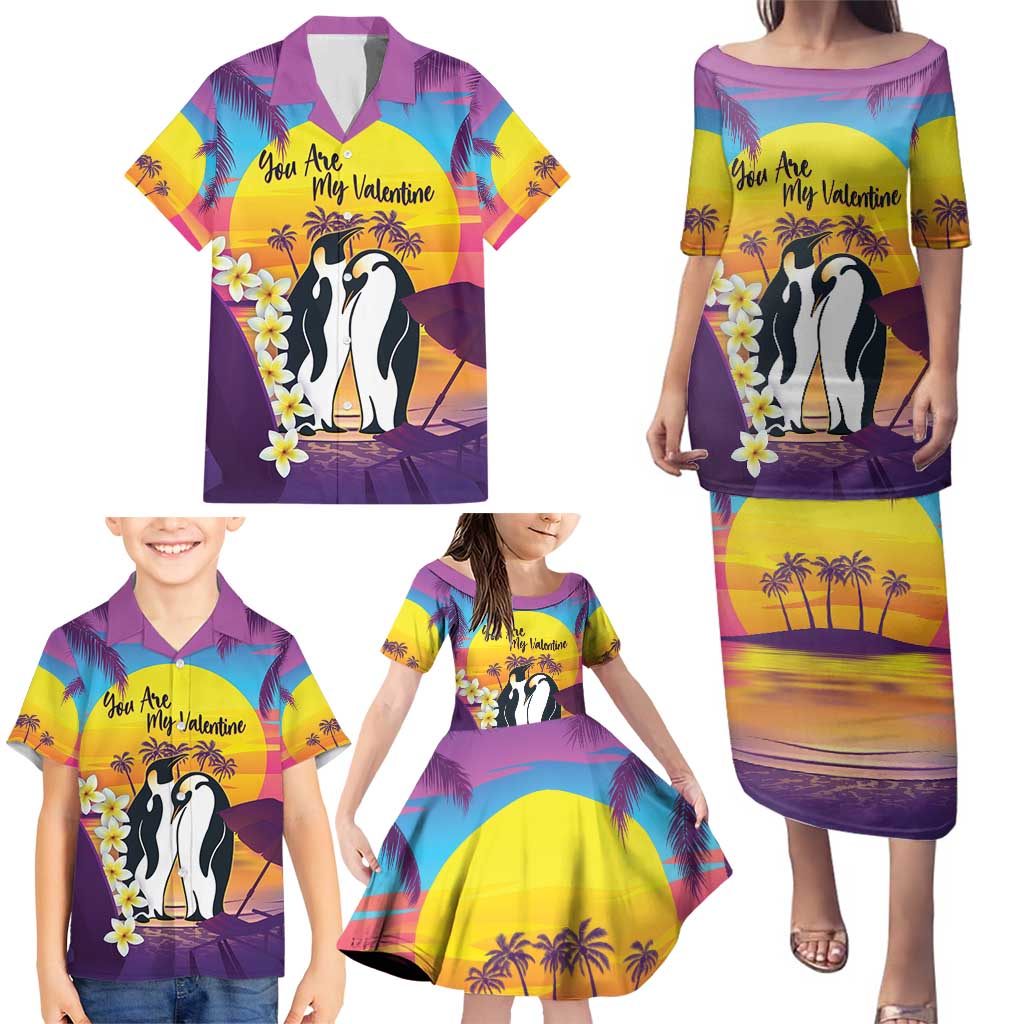 Hawaii Penguin Couple Family Matching Puletasi and Hawaiian Shirt You Are My Valentine - Tropical Sunset Vibes LT14 - Polynesian Pride