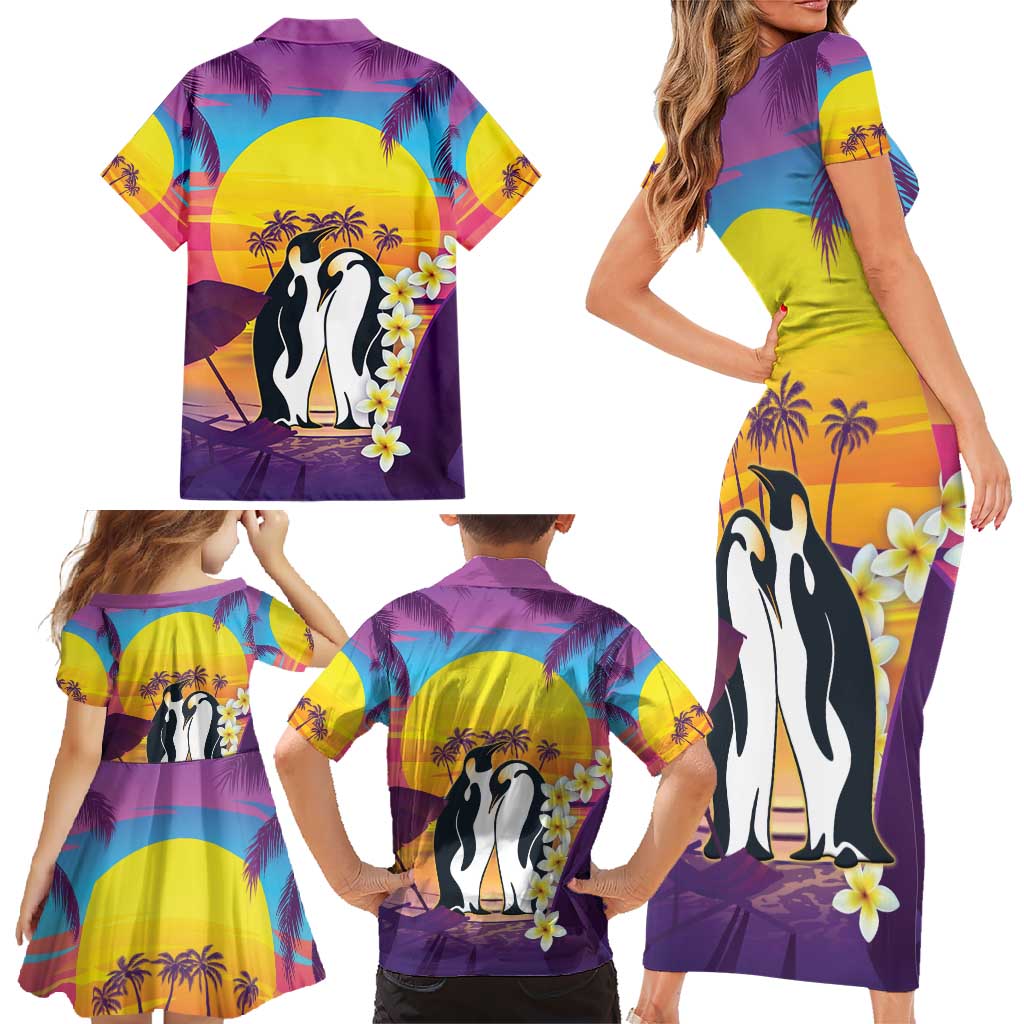 Hawaii Penguin Couple Family Matching Short Sleeve Bodycon Dress and Hawaiian Shirt You Are My Valentine - Tropical Sunset Vibes LT14 - Polynesian Pride