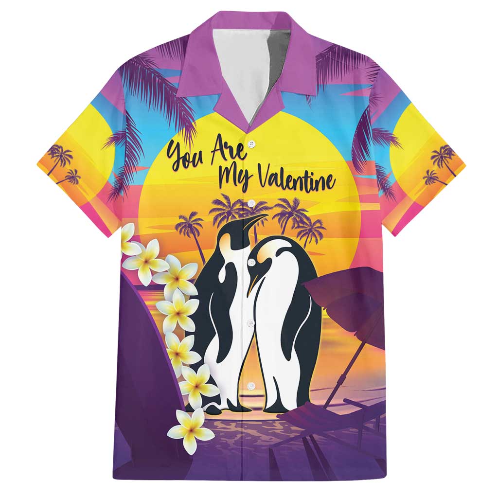 Hawaii Penguin Couple Family Matching Short Sleeve Bodycon Dress and Hawaiian Shirt You Are My Valentine - Tropical Sunset Vibes LT14 Dad's Shirt - Short Sleeve Purple - Polynesian Pride