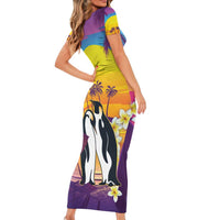 Hawaii Penguin Couple Family Matching Short Sleeve Bodycon Dress and Hawaiian Shirt You Are My Valentine - Tropical Sunset Vibes LT14 - Polynesian Pride