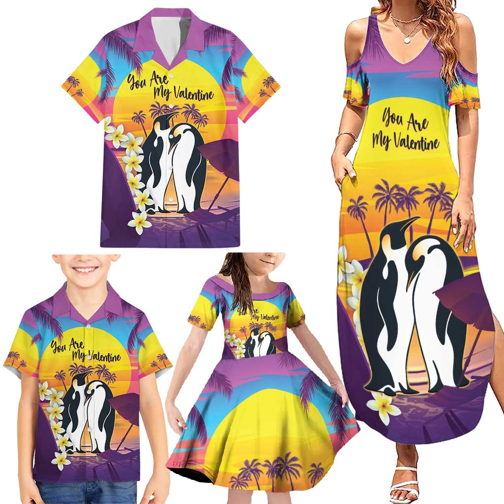 Hawaii Penguin Couple Family Matching Summer Maxi Dress and Hawaiian Shirt You Are My Valentine - Tropical Sunset Vibes LT14 - Polynesian Pride