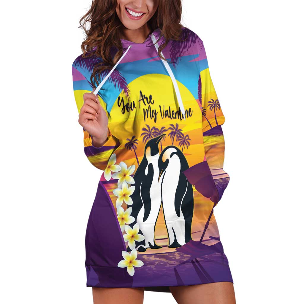 Hawaii Penguin Couple Hoodie Dress You Are My Valentine - Tropical Sunset Vibes LT14 Purple - Polynesian Pride