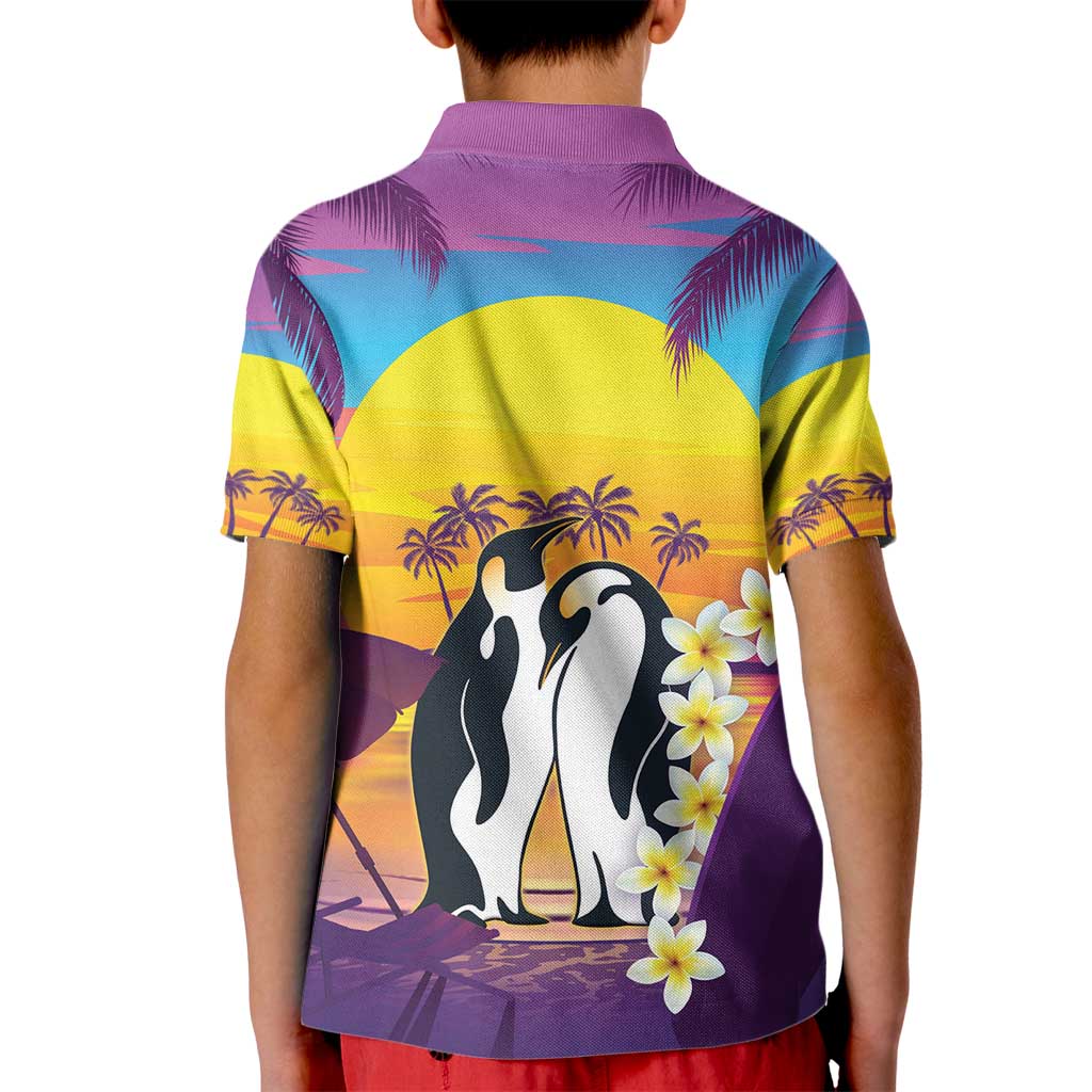 Hawaii Penguin Couple Kid Polo Shirt You Are My Valentine - Tropical Sunset Vibes LT14 - Polynesian Pride