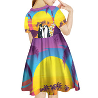 Hawaii Penguin Couple Kid Short Sleeve Dress You Are My Valentine - Tropical Sunset Vibes LT14 - Polynesian Pride