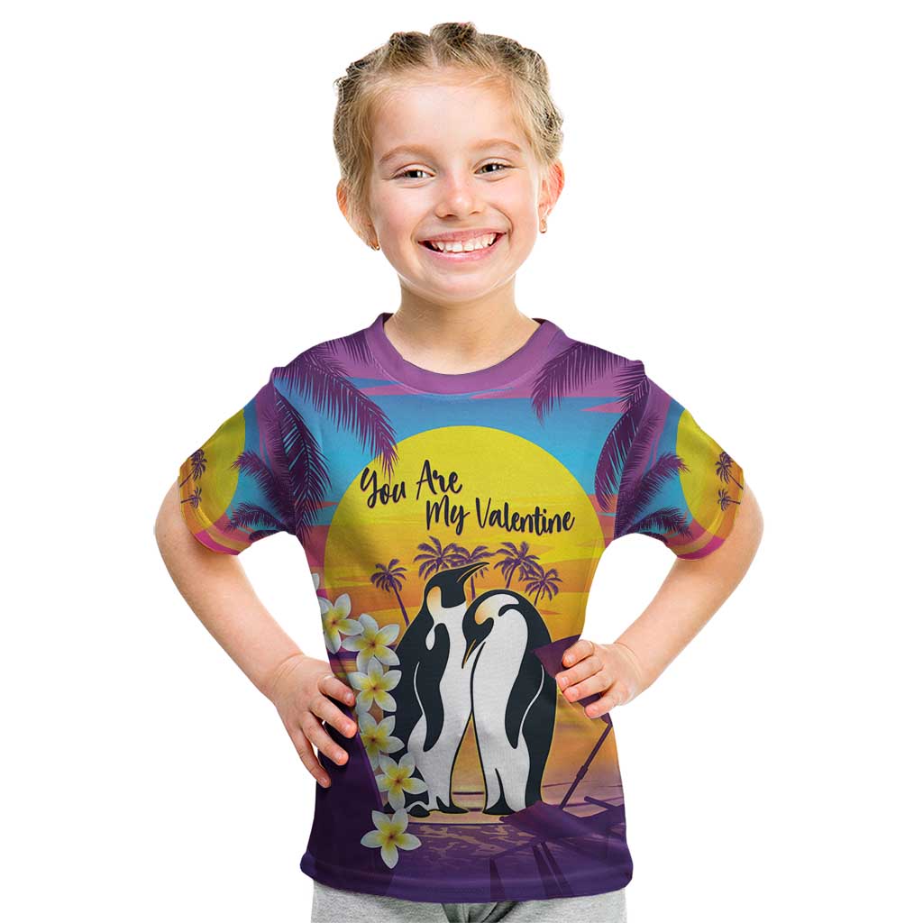 Hawaii Penguin Couple Kid T Shirt You Are My Valentine - Tropical Sunset Vibes LT14 Purple - Polynesian Pride