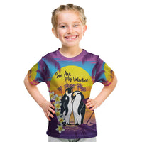 Hawaii Penguin Couple Kid T Shirt You Are My Valentine - Tropical Sunset Vibes LT14 Purple - Polynesian Pride