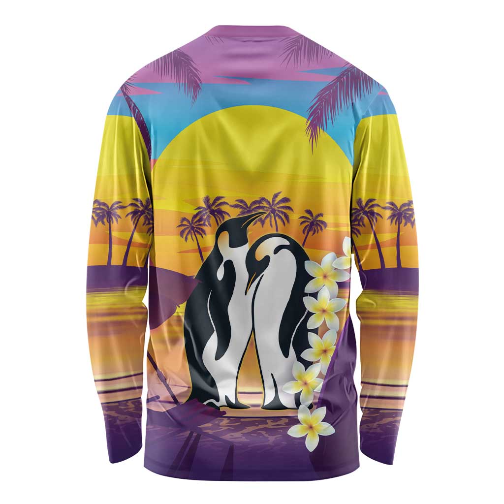 Hawaii Penguin Couple Long Sleeve Shirt You Are My Valentine - Tropical Sunset Vibes LT14 - Polynesian Pride