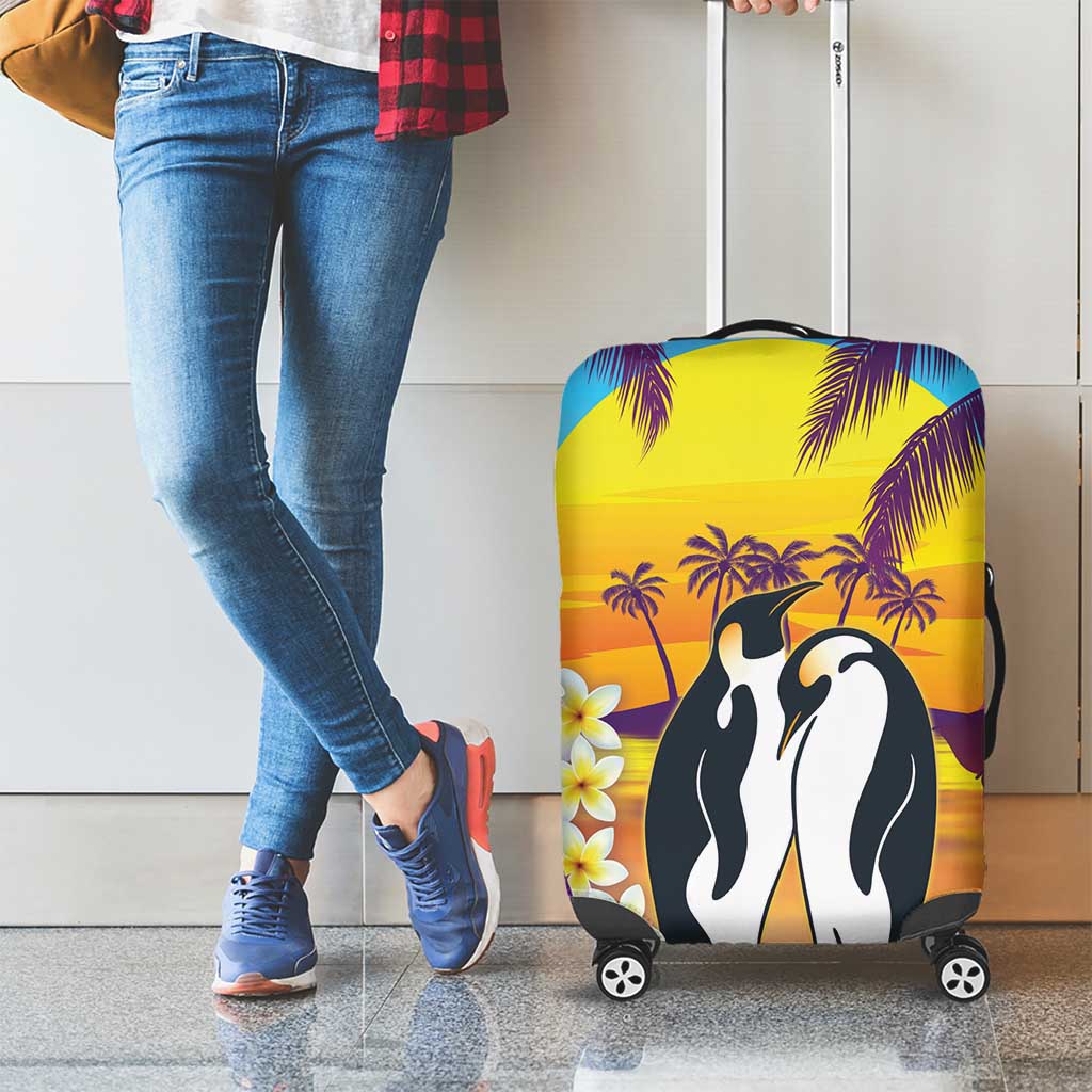 Hawaii Penguin Couple Luggage Cover You Are My Valentine - Tropical Sunset Vibes LT14 - Polynesian Pride