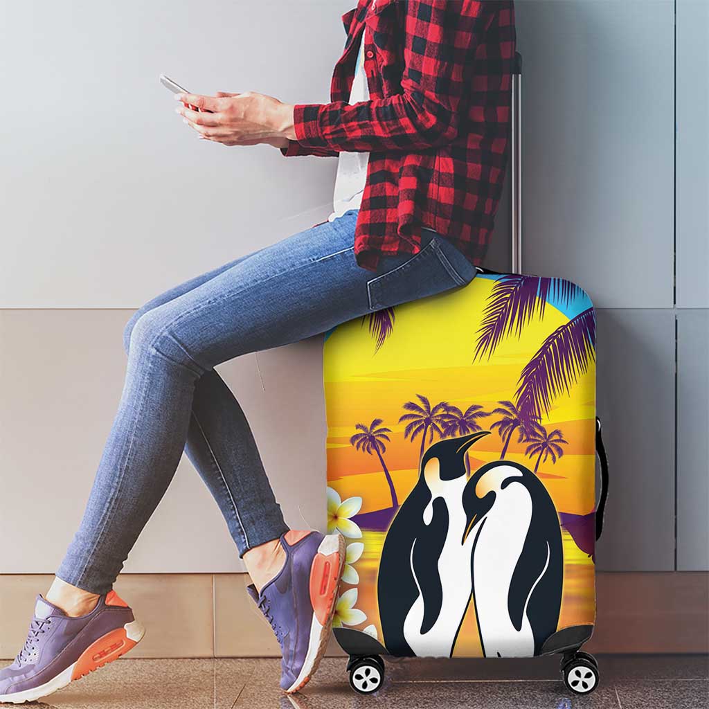 Hawaii Penguin Couple Luggage Cover You Are My Valentine - Tropical Sunset Vibes LT14 - Polynesian Pride