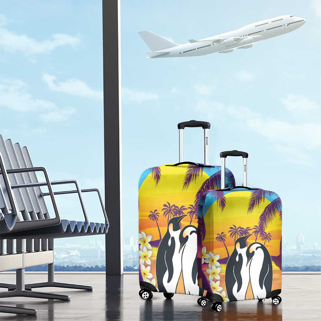 Hawaii Penguin Couple Luggage Cover You Are My Valentine - Tropical Sunset Vibes LT14 - Polynesian Pride
