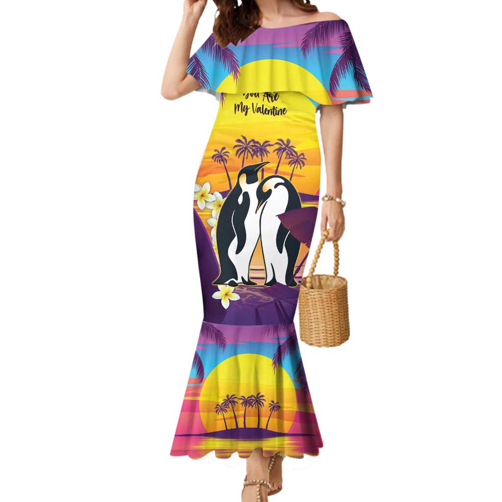 Hawaii Penguin Couple Mermaid Dress You Are My Valentine - Tropical Sunset Vibes LT14 Women Purple - Polynesian Pride