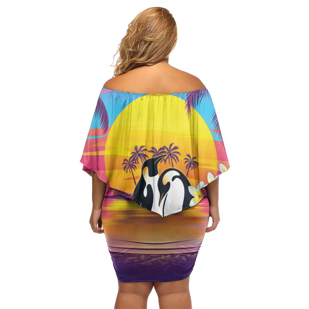Hawaii Penguin Couple Off Shoulder Short Dress You Are My Valentine - Tropical Sunset Vibes LT14 - Polynesian Pride
