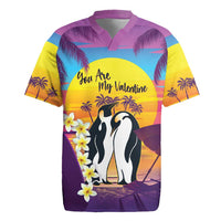 Hawaii Penguin Couple Rugby Jersey You Are My Valentine - Tropical Sunset Vibes LT14 Purple - Polynesian Pride