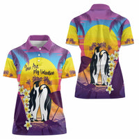 Hawaii Penguin Couple Women Polo Shirt You Are My Valentine - Tropical Sunset Vibes LT14 - Polynesian Pride